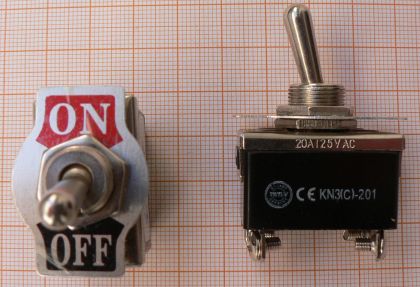 Intrerupator On-Off, nichelat, 2circ/4pol, 15A/250V, fi12mm, 23x20x50mm