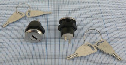Intrerupator cu cheie On-Off, nichelat, 2circ/poli, 2A/250V, 12,7mm
