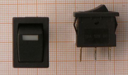 Intrerupator On-Off, cu led, negru, 1circ/3pol/2poz, 15A/12V, 20x13mm