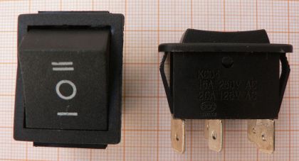 Intrerupator basculant On-Off-On, negru, 2x2circ/6pol, 15A/250V, 29x21x26mm