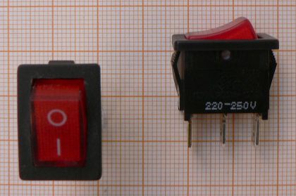 Intrerupator On-Off, verde/negru, 1circ/3pol/2poz, 6A/250V, 20x13mm, cu iluminare