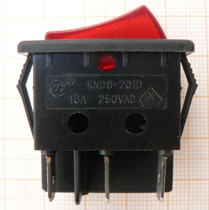 Intrerupator basculant On-On, galben, 2x2circ/6pol, 16A/250V, 28x22x26mm