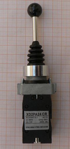 Intrerupator joystick (On)-Off-(On), 2x4circ/poli, 10A/600V, fi143x30x42mm