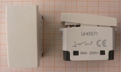 Intrerupator basculant On-Off, alb, 1circ/2pol/2poz, 16A/250V AC, 42x21x26mm
