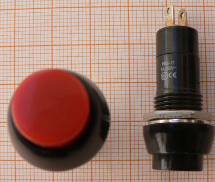 Push buton Off-On, negru, 3A/250V, fi12,7mm, cu retinere