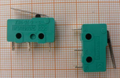 Microintrerupator (limitator), cu lamele, verde, 3A/250V, 9,5x6,5x20mm