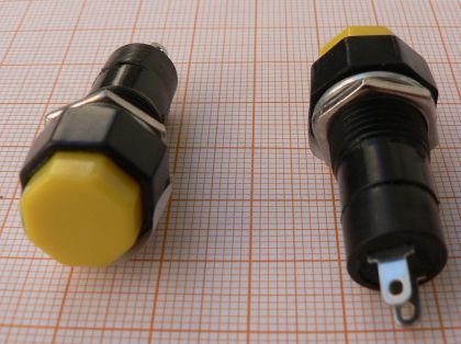 Push buton Off-On, albastru, 1circ/2pol, 2A/250V, 13x19mm, fi10mm, -, cu retinere