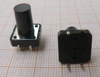 Push buton tip tast pocnitoare, Off-(On), 2x2circ/4pol, 12x12x15mm