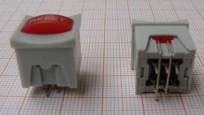Push buton reset, cu retinere, led rosu