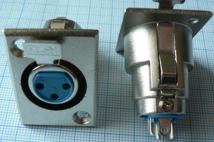 Mufa XLR 3 pini, mama, panou (metalica)