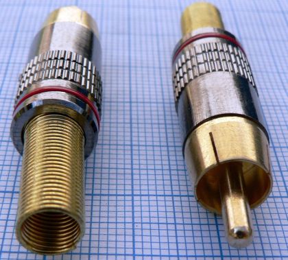 Mufa RCA tata, 6mm, pe cablu