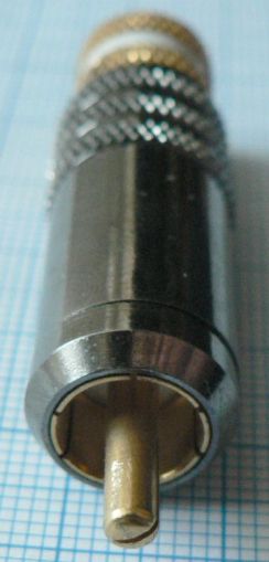 Mufa RCA tata, 10mm, pe cablu, cu filet