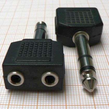 Adaptor/reductie jack tata 6,3mm stereo - 2x jack mama 3,5mm stereo
