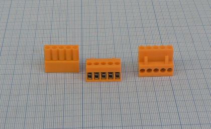 Set 2 conectori, 5 pini, model V41 tata (fixare placa, 90°) - mama (fixare surub, pe cablu)