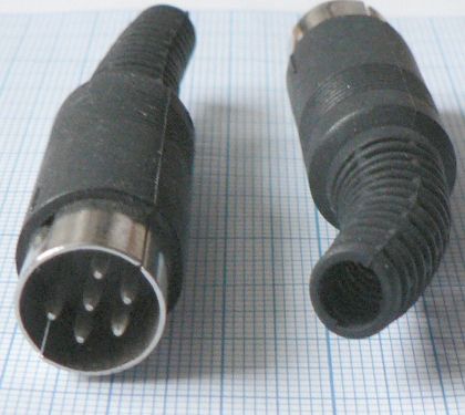 Mufa DIN tata, 6 pini, pe cablu 6,5mm