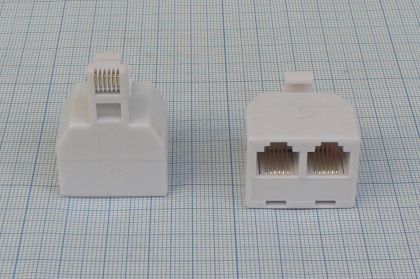 Adaptor/reductie telefonic, 6/4 IN tata - 2x OUT mama 6/4