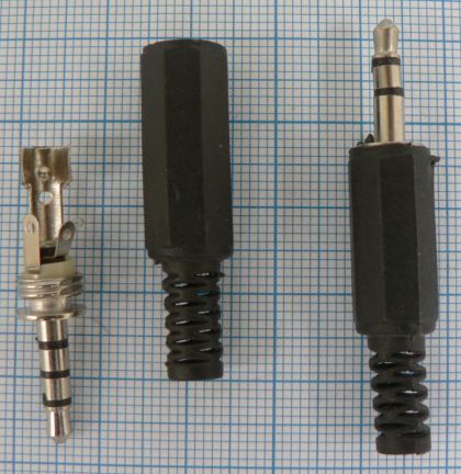 Mufa jack 3,5mm tata, 4 contacte, pe cablu 4mm