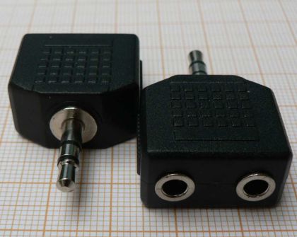 Adaptor/reductie jack tata 3,5mm stereo - 2x jack mama 3,5mm stereo
