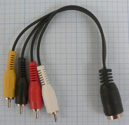Cablu DIN 5 pini tata - 4x RCA tata, 0,20m