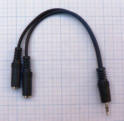 Cablu jack 3,5mm stereo tata - 2x jack 3,5mm stereo mama, 0,20m