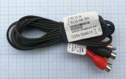 Cablu 2x RCA tata - 2x RCA mama, audio, 3m