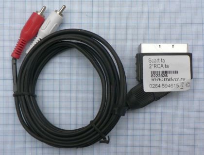 Cablu SCART tata - 2x RCA tata, 1,5m