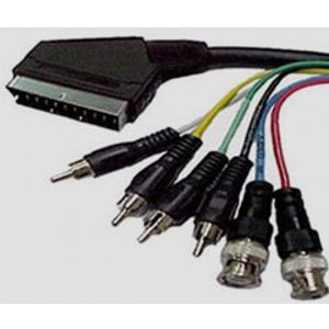 Cablu SCART tata - 4x RCA tata + 2x BNC tata, 1,5m