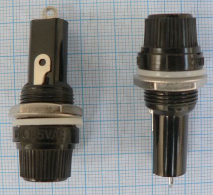 Soclu siguranta, montaj panou, rotund, 6x30mm (pentru sigurante 6x30mm)