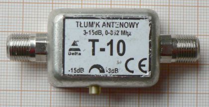 Atenuator reglabil de semnal TV, 1*IN-1*OUT, in banda TV 0-862 MHz, de interior