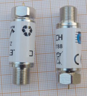 Protectie de semnal antene/CATV impotriva fulgerului, 1*IN-1*OUT, in banda 5-2400 MHz