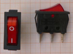 Intre bascOn-Off P Rosu/negru 1cir/3po 15A/250V/30*11mm cu luminare