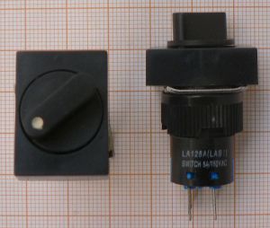Intrerup rotativ Negru On-Off R 2cir/8po 5A/220V 18*24*46/mm