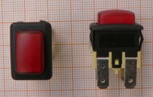 Push buton ON-OFF, rosu/negru, 16A/250V, 17x13x15mm, profesional