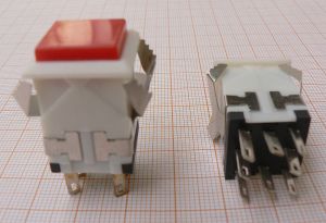 Push buton Off-On, alb, 2x3A/250V, 17x17x26mm, retinere, iluminat