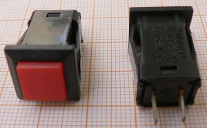 Push buton On-Off, rosu, 1,5A/250V, 14x14x19mm, cu retinere
