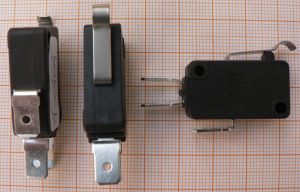 Microintrerupator (limitator), cu lamela scurta, 20mm, negru, 220V/16-12A, 16x10x28mm