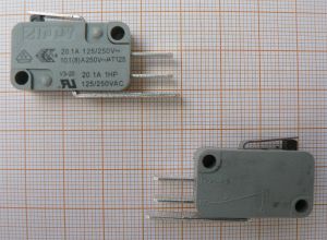 Microintrerupator (limitator), cu lamela scurta, gri, 220V/20,1A, 16x10x28mm
