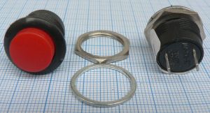 Push buton Off-(On), negru, 1circ/2pol, 2A/250V, 20x19mm, fi16mm, -, fara retinere