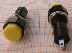 Push buton Off-On, albastru, 1circ/2pol, 2A/250V, 13x19mm, fi10mm, -, cu retinere