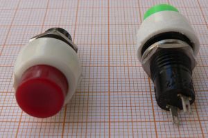 Push buton Off-(On), rosu, 1circ/2pol, 2A/250V, 15x27mm, fi14mm, -, fara retinere