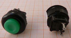 Push buton Off-(On), verde, 1circ/2pol, A/V, 16x15mm, fi14mm, -, fara retinere