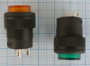 Push buton Off-(On), rosu, 1circ/4pol, 3A/250V, 18x24mm, fi16mm, -, fara retinere, iluminare