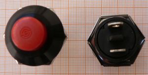 Push buton Off-(On), rosu, 1circ/2pol, 10A/12V DC, 15x15mm, pe panou, fara retinere