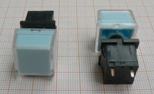Push buton Off-(On), albastru, 1circ/2pol, 25mA/50V AC/DC, 15x15mm, pe placa, fara retinere