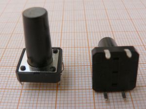 Push buton tip tast pocnitoare, Off-(On), 2x2circ/4pol, 12x12x5mm