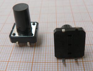 Push buton tip tast pocnitoare, Off-(On), 2x2circ/4pol, 12x12x15mm