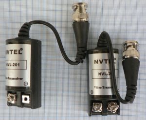 Cablu adaptor video balun, BNC tata - 2x mama cu surub + fir, model NVL-201 (pereche) (model NVL-201)