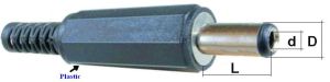 Mufa/conector DC tata 1,5x5,5x10mm, cablu 5mm