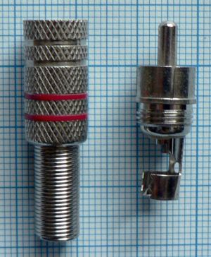 Mufa RCA tata, pe cablu 5mm (mufa comuna)