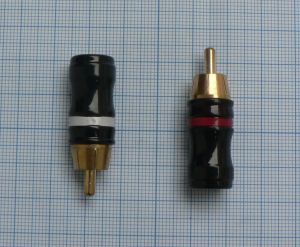 Mufa RCA tata, pe cablu 5mm (mufa profesionala)